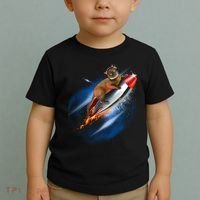 Funny Astronaut Cat Blasting Off In Space Toddler T-Shirt thumb 2