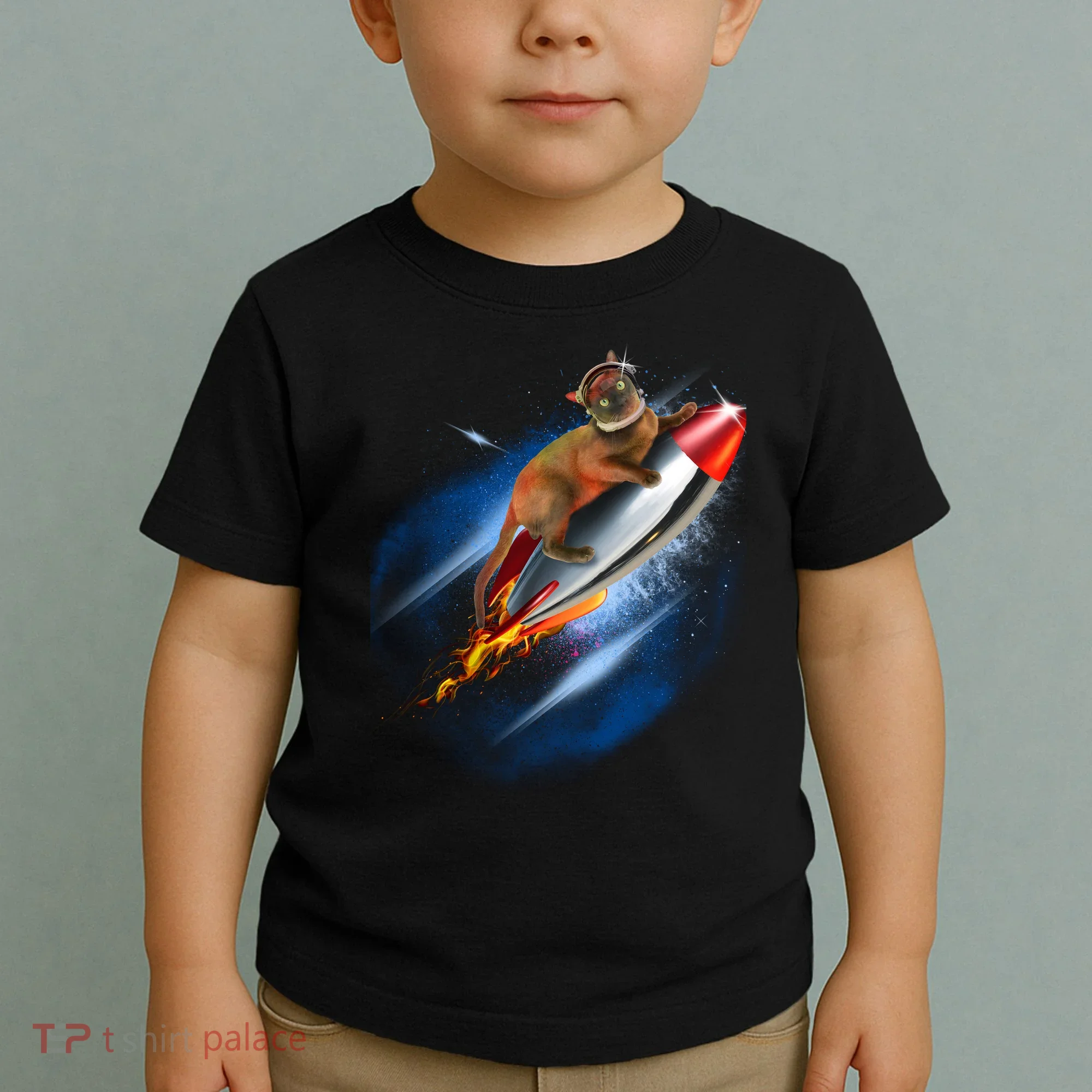Funny Astronaut Cat Blasting Off In Space Toddler T-Shirt