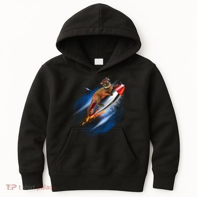 Funny Astronaut Cat Blasting Off In Space Kids Hoodie