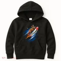 Funny Astronaut Cat Blasting Off In Space Kids Hoodie thumb 0