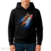 Funny Astronaut Cat Blasting Off In Space Kids Hoodie thumb 4