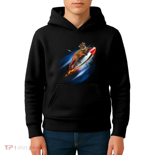 Funny Astronaut Cat Blasting Off In Space Kids Hoodie