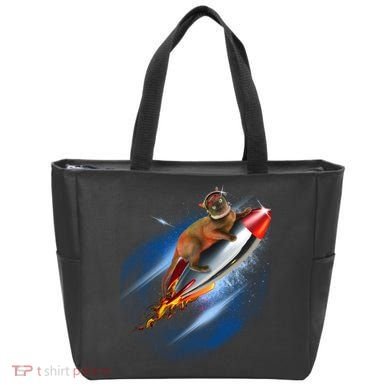 Funny Astronaut Cat Blasting Off In Space Tote Bag