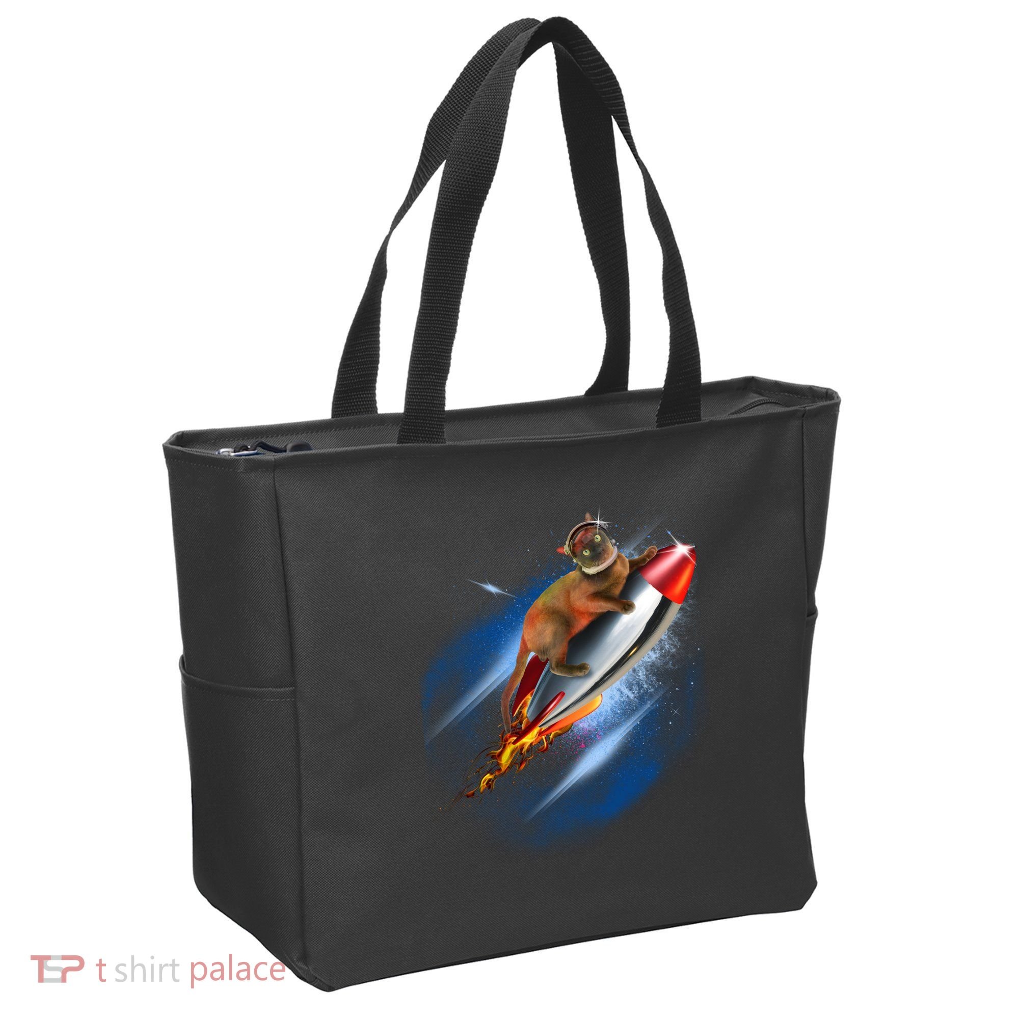 Funny Astronaut Cat Blasting Off In Space Tote Bag