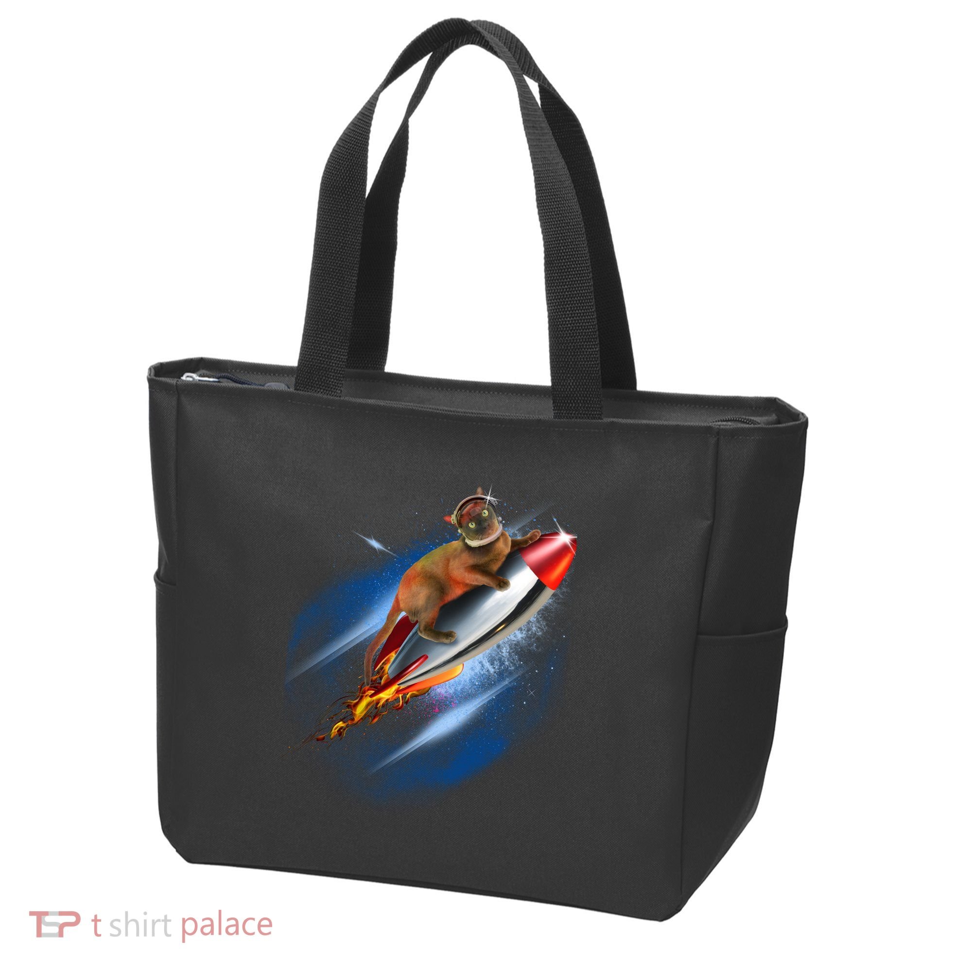 Funny Astronaut Cat Blasting Off In Space Tote Bag