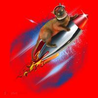 Funny Astronaut Cat Blasting Off In Space Santa Hat thumb 1