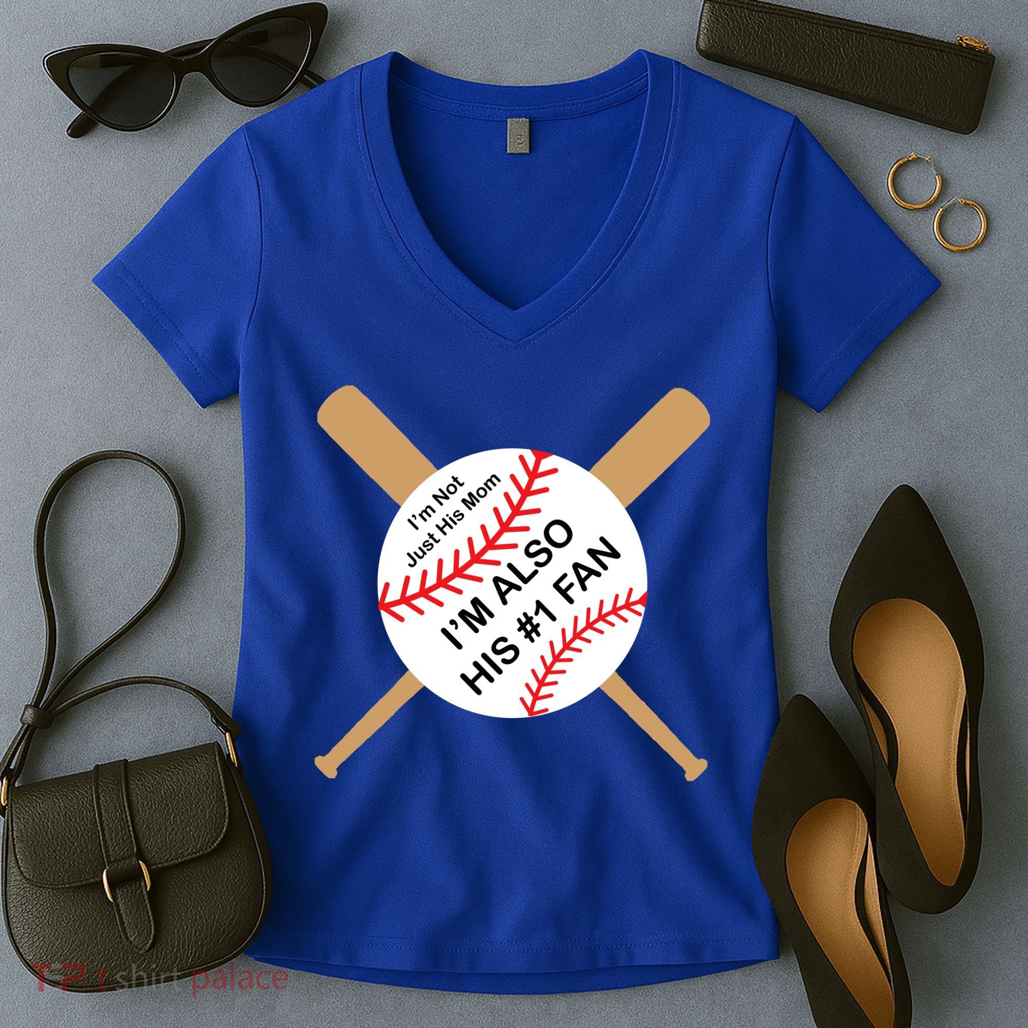 Funny Baseball Mom Women's V-Neck T-Shirt