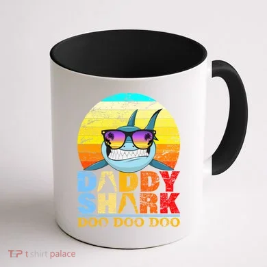 Funny Beach Daddy Shark Doo Coffee Mug back