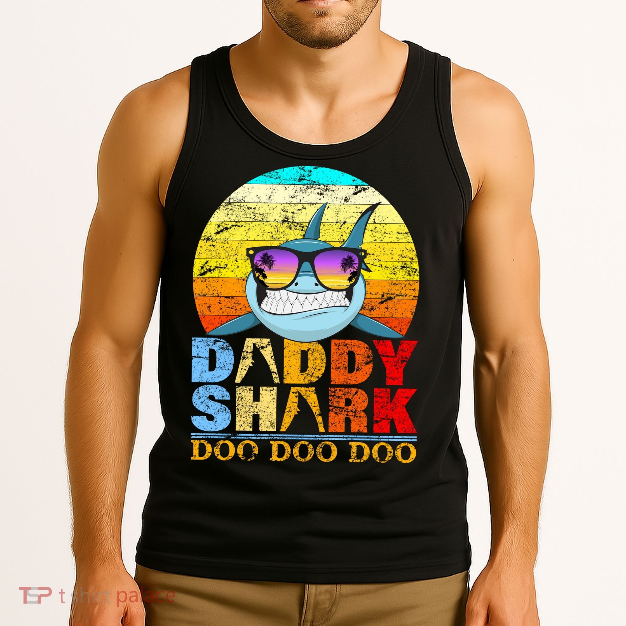 Funny Beach Daddy Shark Doo Tank Top