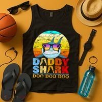 Funny Beach Daddy Shark Doo Tank Top thumb 4