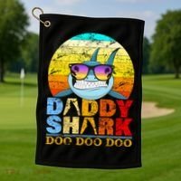 Funny Beach Daddy Shark Doo Golf Towel thumb 1