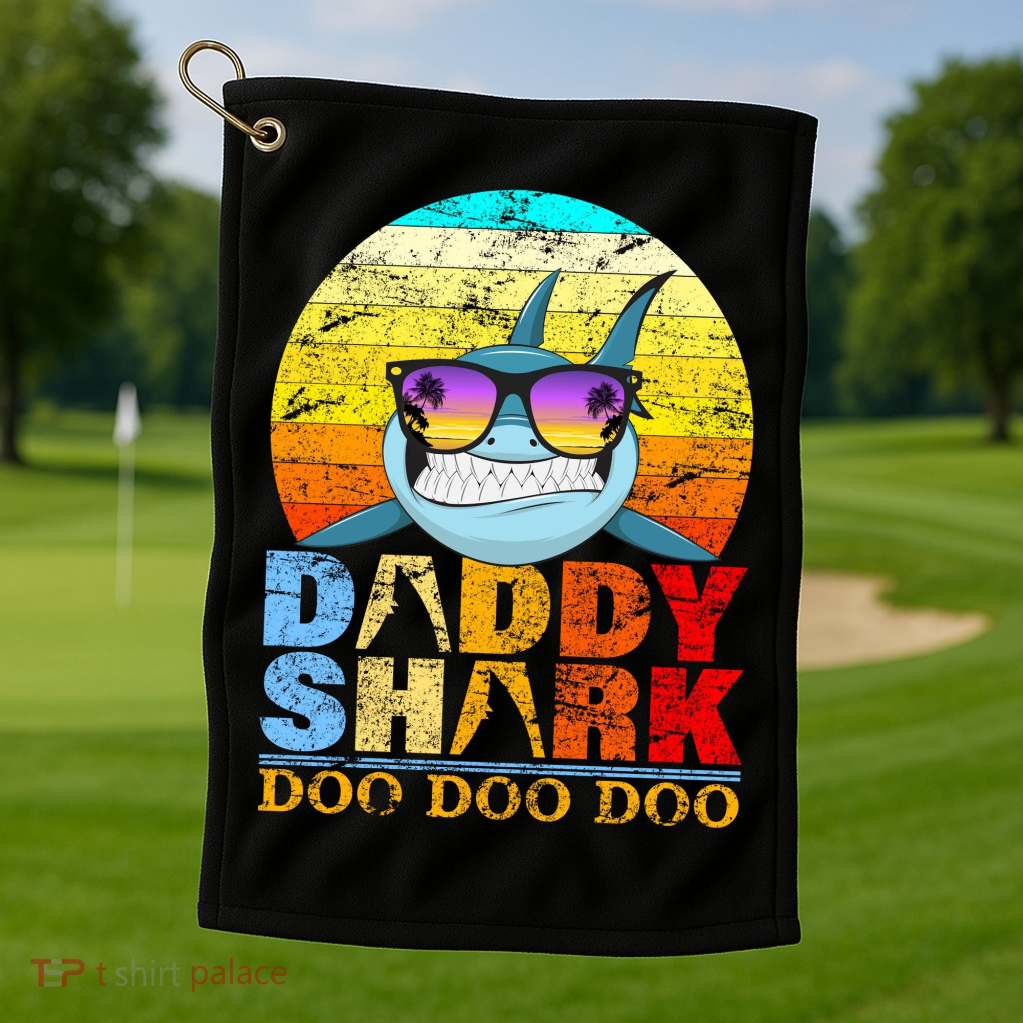 Funny Beach Daddy Shark Doo Golf Towel