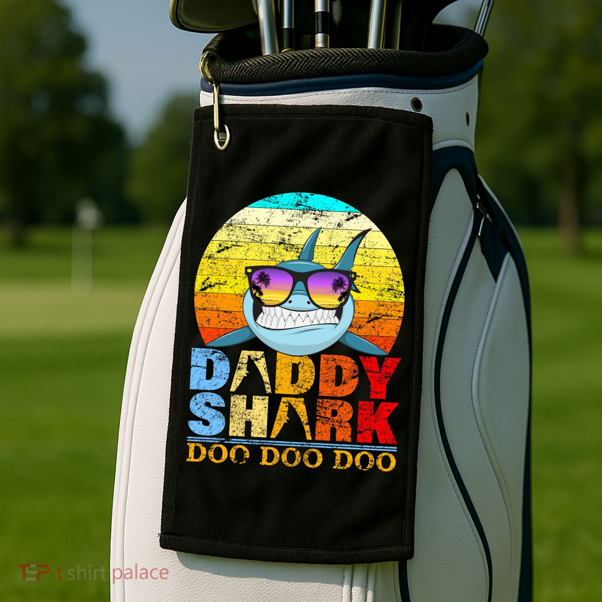 Funny Beach Daddy Shark Doo Golf Towel
