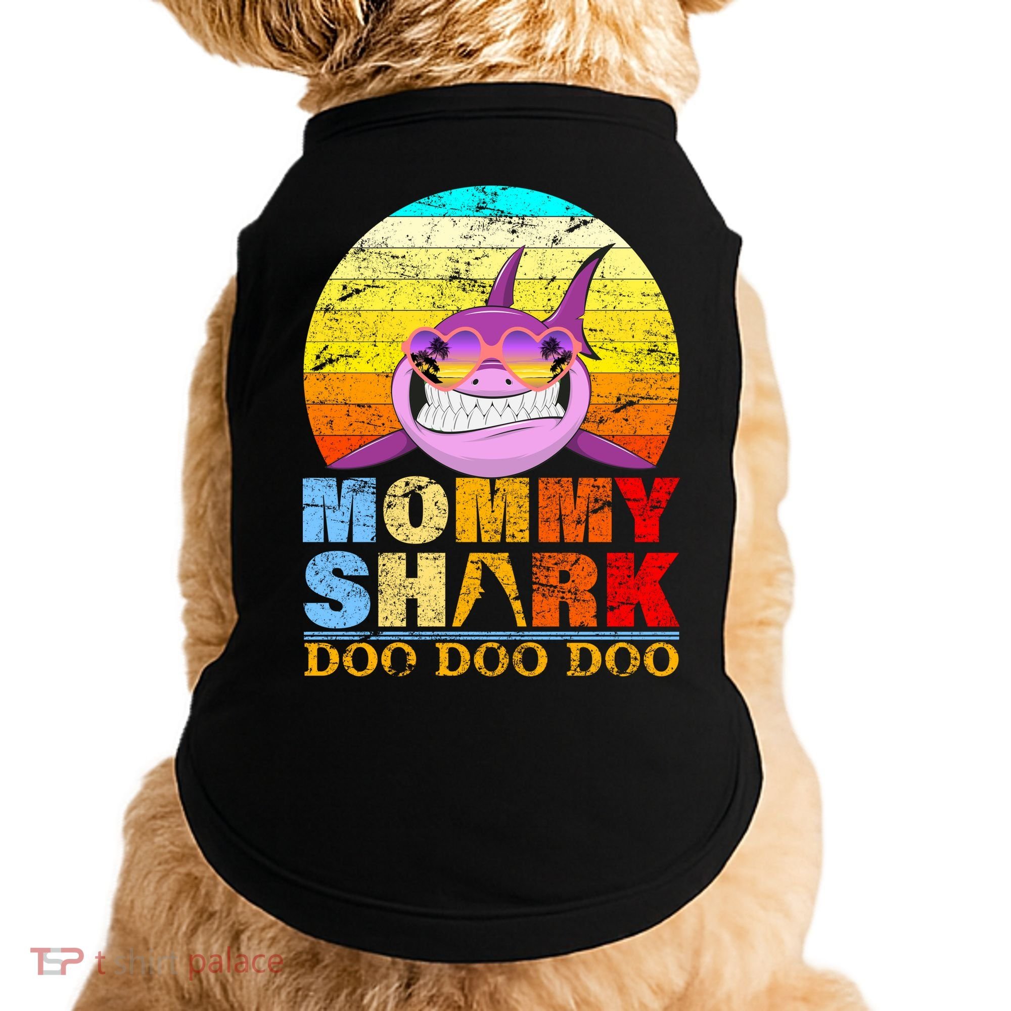 Funny Beach Mommy Shark Doo Doggie Tank