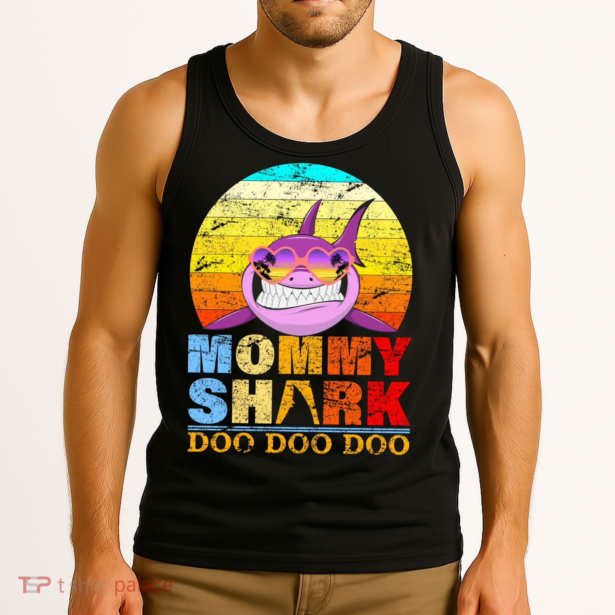 Funny Beach Mommy Shark Doo Tank Top