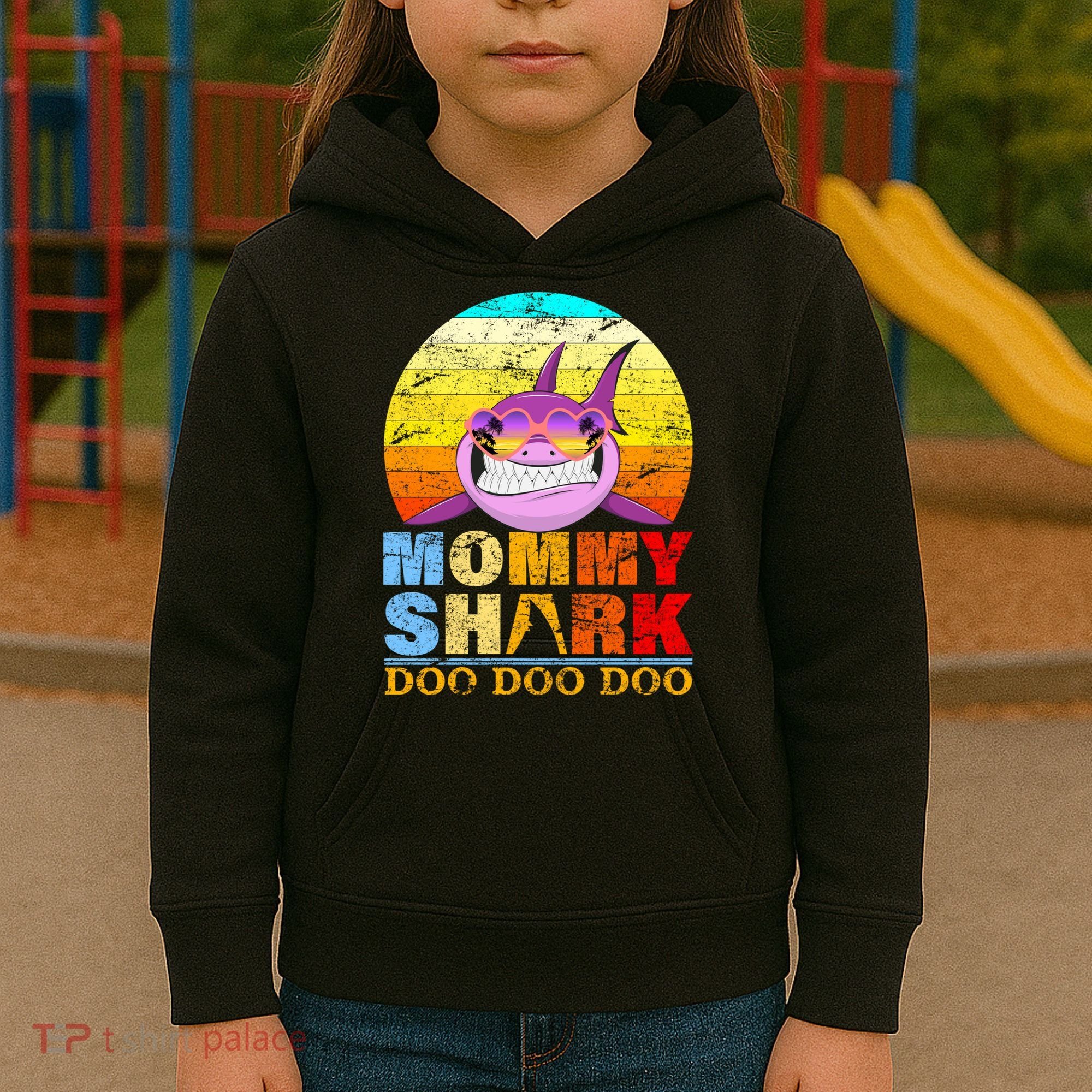 Funny Beach Mommy Shark Doo Kids Hoodie