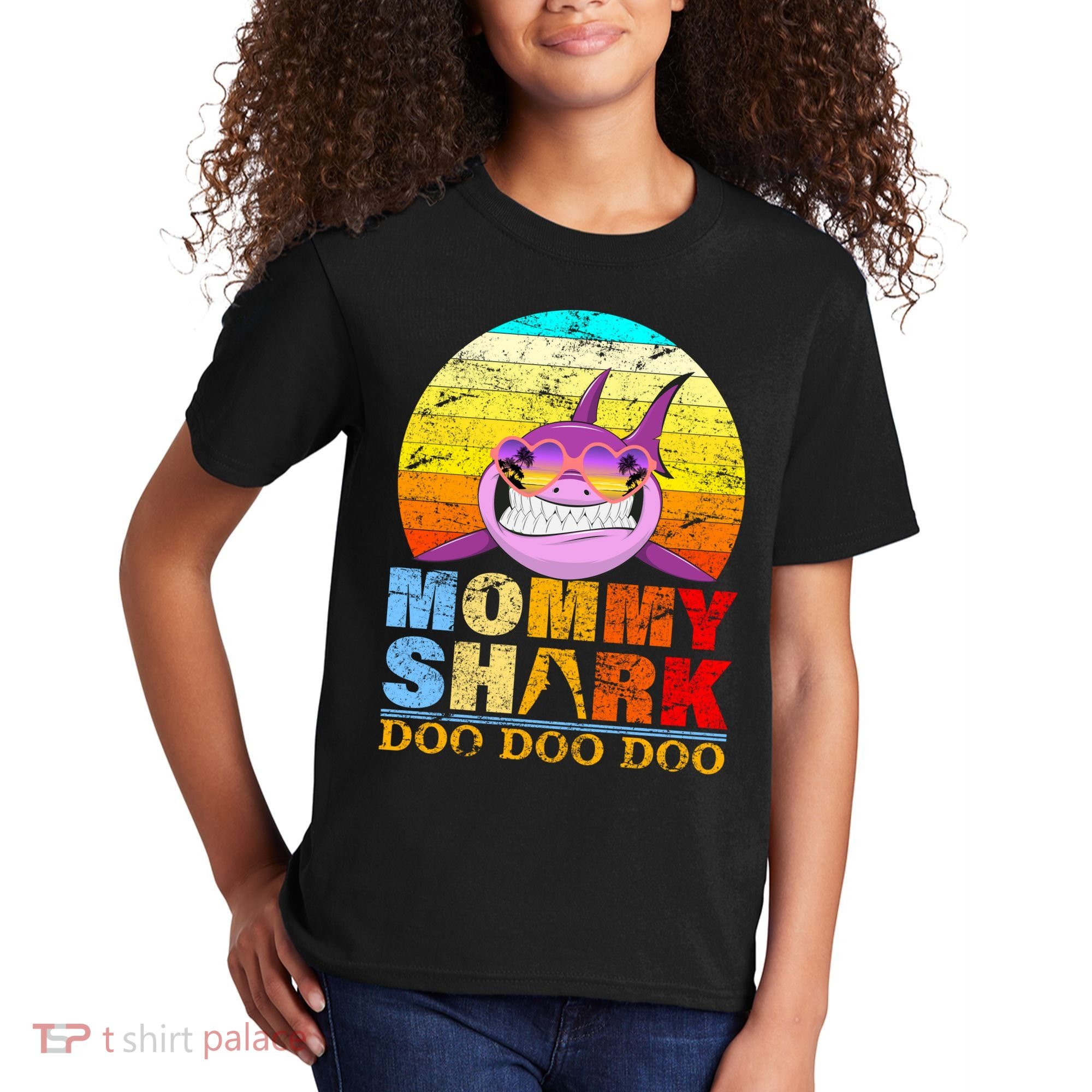 Funny Beach Mommy Shark Doo Kids T-Shirt