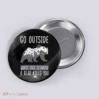 Funny Bear Camping Button thumb 0