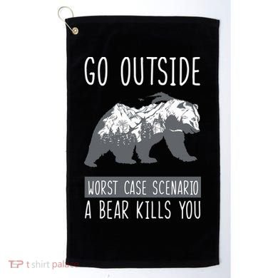 Funny Bear Camping Golf Towel