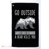 Funny Bear Camping Golf Towel thumb 0