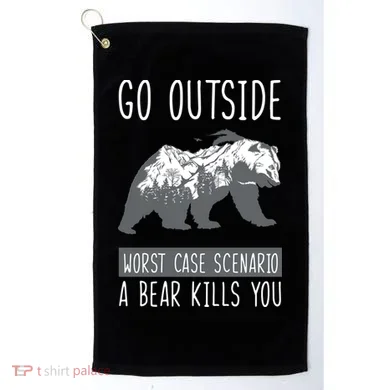 Funny Bear Camping Golf Towel
