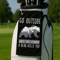 Funny Bear Camping Golf Towel thumb 2