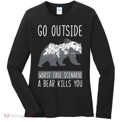 Funny Bear Camping Women's Long Sleeve Shirt