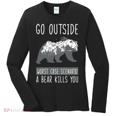 Funny Bear Camping Women's Long Sleeve Shirt