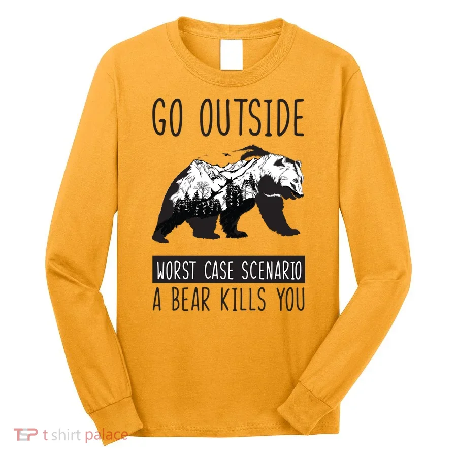 Funny Bear Camping Long Sleeve Shirt