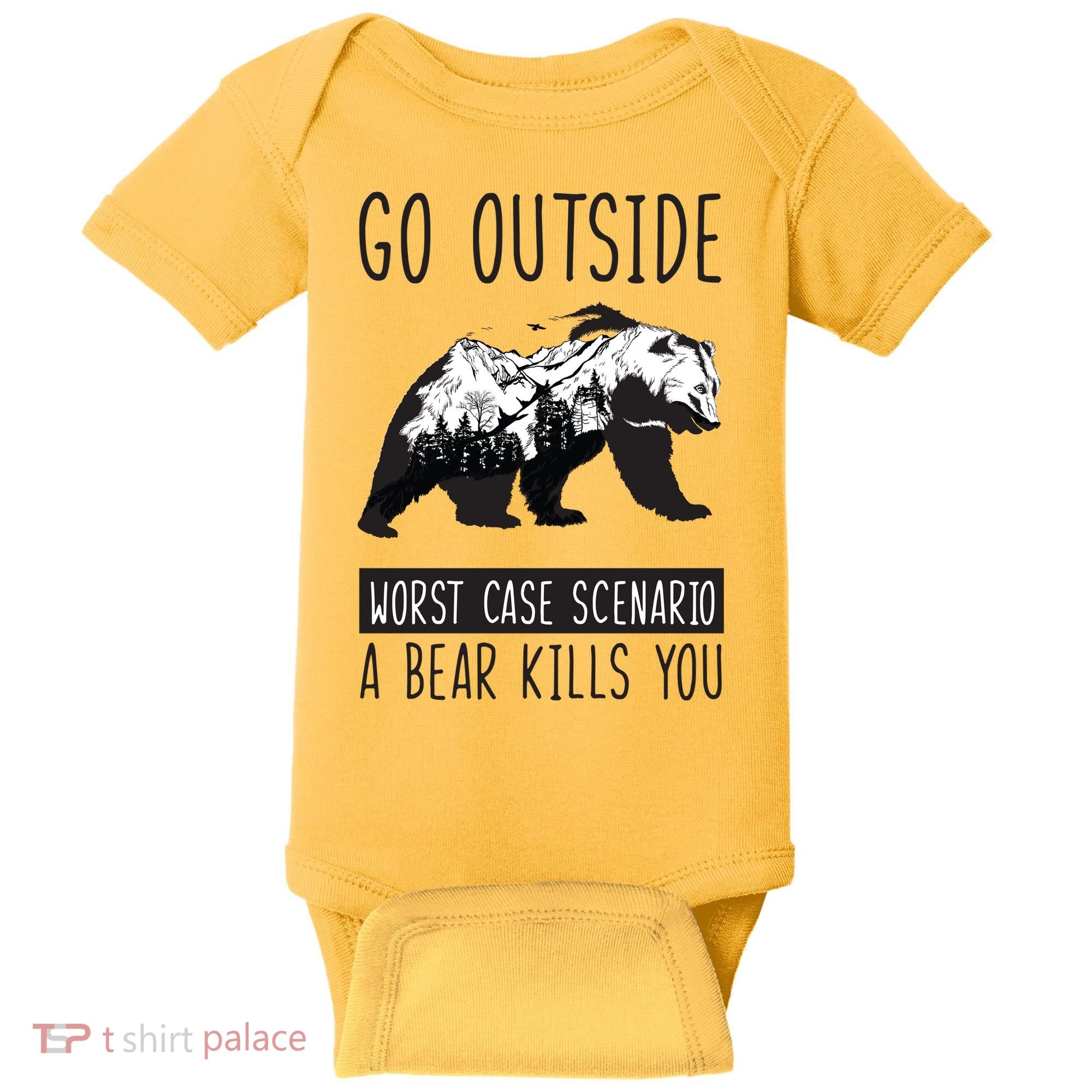Funny Bear Camping Baby Bodysuit