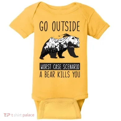 Funny Bear Camping Baby Bodysuit