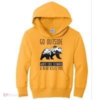 Funny Bear Camping Kids Hoodie thumb 0