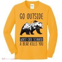 Funny Bear Camping Kids Long Sleeve Shirt thumb 0