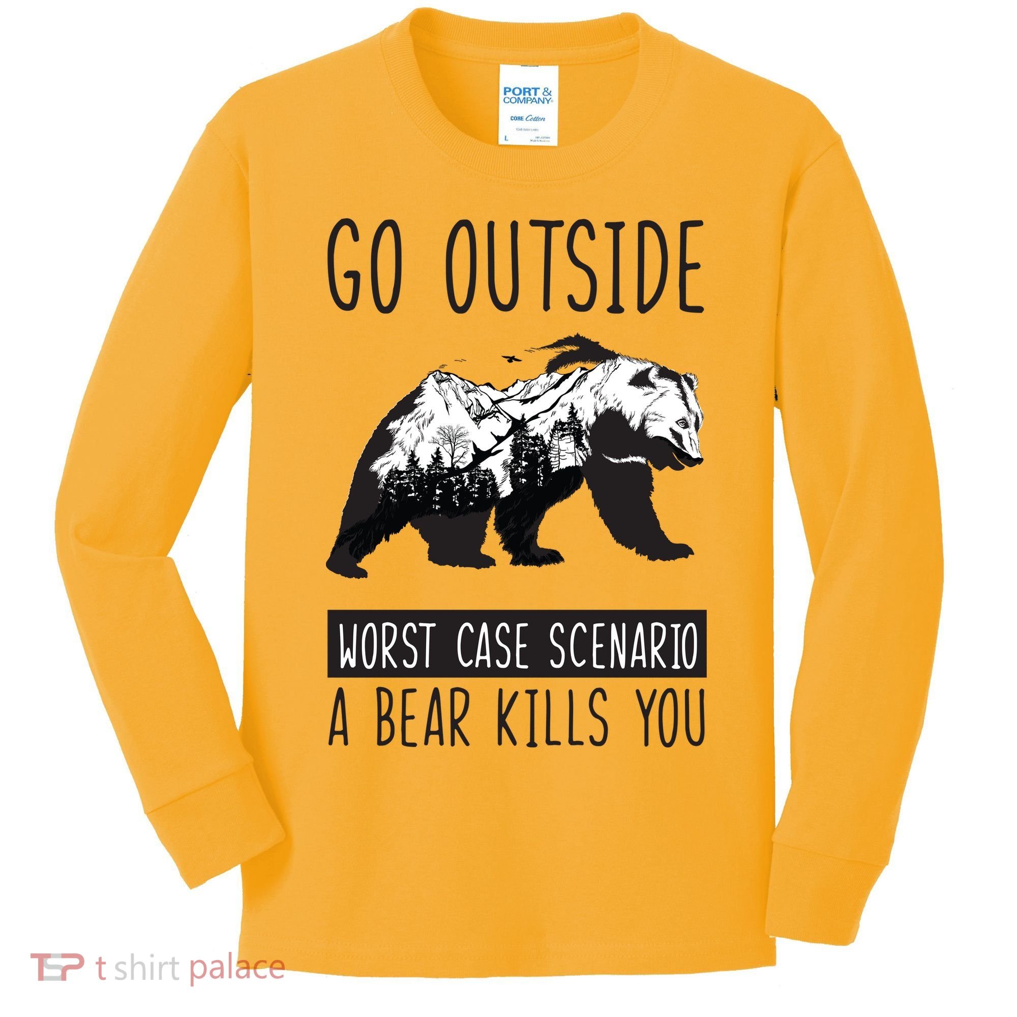 Funny Bear Camping Kids Long Sleeve Shirt