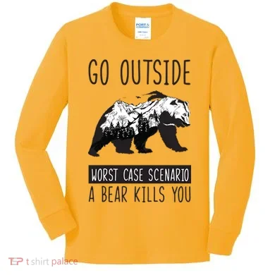 Funny Bear Camping Kids Long Sleeve Shirt