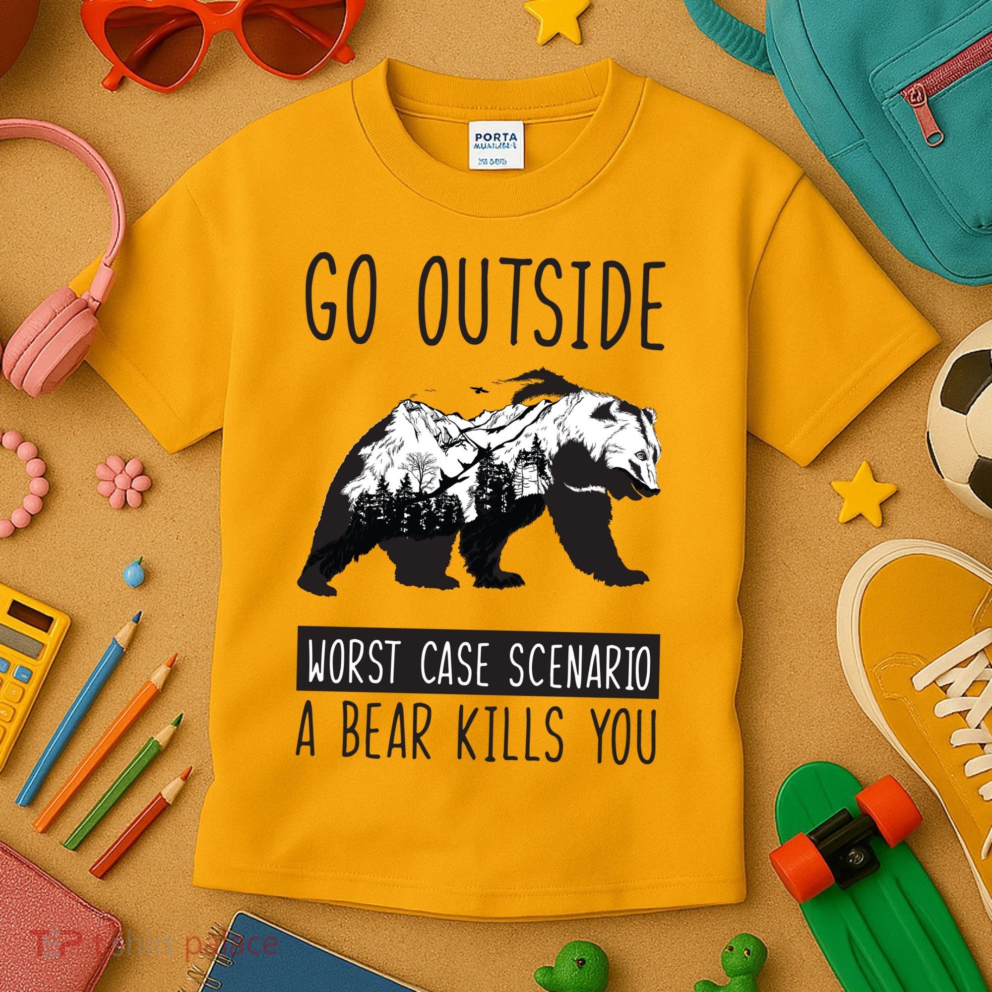 Funny Bear Camping Kids T-Shirt