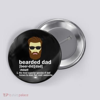 Funny Bearded Dad Definition  Button