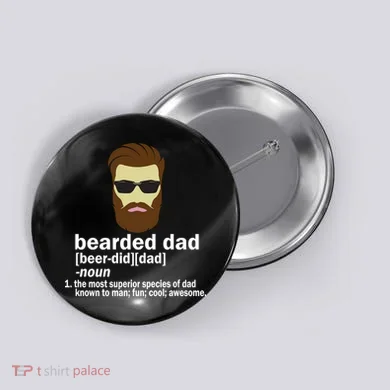 Funny Bearded Dad Definition  Button
