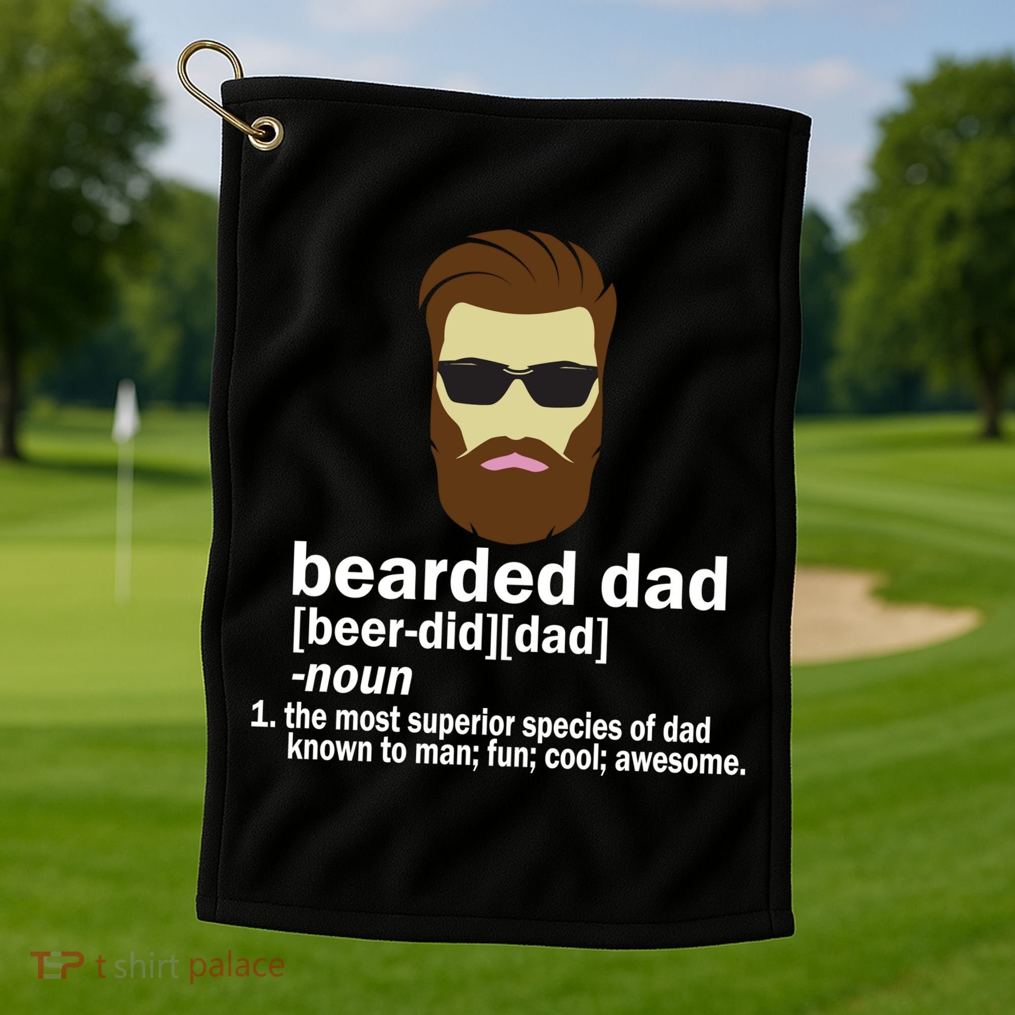 Funny Bearded Dad Definition  Golf Towel
