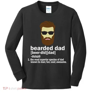 Funny Bearded Dad Definition  Kids Long Sleeve Shirt