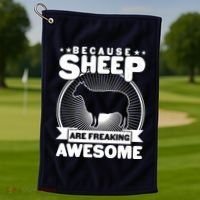 Funny Because Sheep Are Freaking Awesome Golf Towel thumb 1