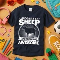 Funny Because Sheep Are Freaking Awesome Kids T-Shirt thumb 3