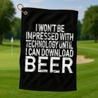 Funny Beer Drinker Golf Towel thumb 1