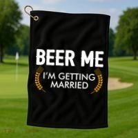 Funny Beer Me I'm Getting Married Golf Towel thumb 1