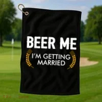Funny Beer Me I'm Getting Married Golf Towel thumb 1