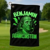 Funny Benjamin Franklinstein Golf Towel thumb 1