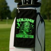 Funny Benjamin Franklinstein Golf Towel thumb 2