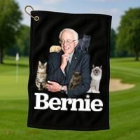 Funny Bernie Sanders Cats Golf Towel thumb 1