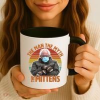 Funny Bernie Sanders Meme The Man The Myth The Mittens Coffee Mug thumb 3