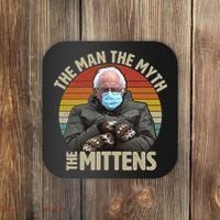 Funny Bernie Sanders Meme The Man The Myth The Mittens Coaster thumb 0